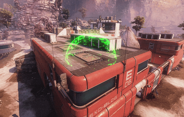 Parkour checkpoint using the Titan shield model, colored in green